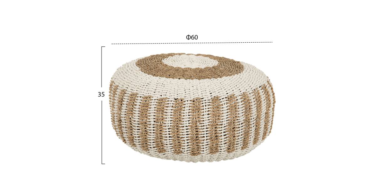 ΠΟΥΦ ΣΚΑΜΠΟ SARONI HM7851.01 SEAGRASS ΣΕ ΦΥΣΙΚΟ-ΛΕΥΚΟ ΧΡΩΜΑ Φ60x35Yεκ.