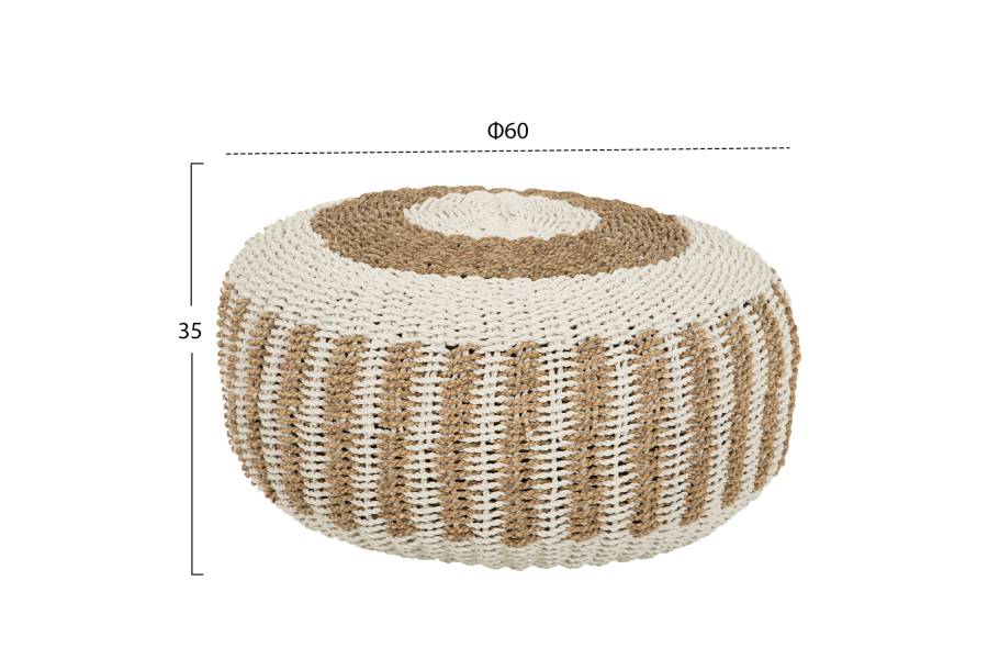 ΠΟΥΦ ΣΚΑΜΠΟ SARONI HM7851.01 SEAGRASS ΣΕ ΦΥΣΙΚΟ-ΛΕΥΚΟ ΧΡΩΜΑ Φ60x35Yεκ.
