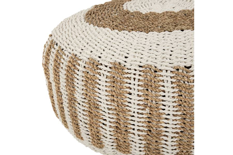 ΠΟΥΦ ΣΚΑΜΠΟ SARONI HM7851.01 SEAGRASS ΣΕ ΦΥΣΙΚΟ-ΛΕΥΚΟ ΧΡΩΜΑ Φ60x35Yεκ.