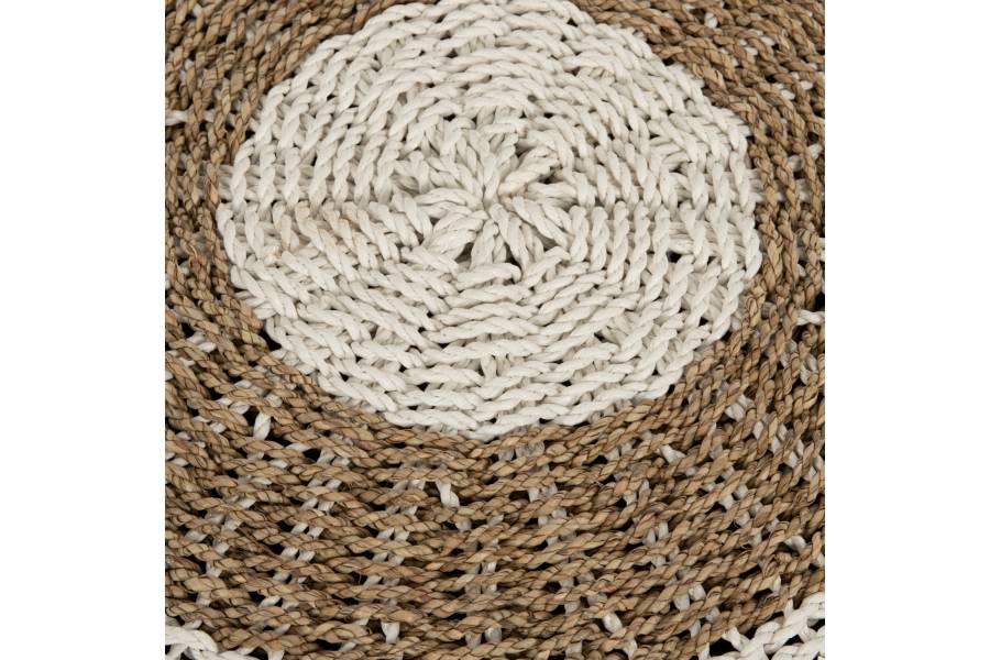 ΠΟΥΦ ΣΚΑΜΠΟ SARONI HM7851.01 SEAGRASS ΣΕ ΦΥΣΙΚΟ-ΛΕΥΚΟ ΧΡΩΜΑ Φ60x35Yεκ.