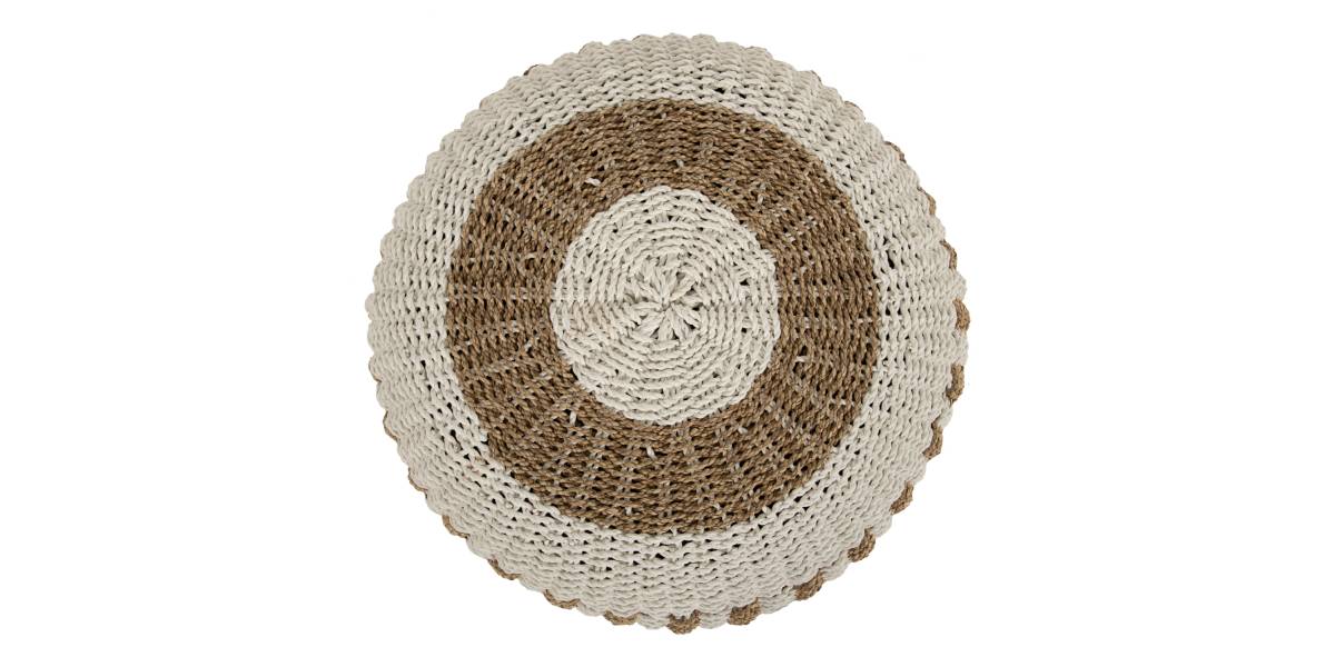 ΠΟΥΦ ΣΚΑΜΠΟ SARONI HM7851.01 SEAGRASS ΣΕ ΦΥΣΙΚΟ-ΛΕΥΚΟ ΧΡΩΜΑ Φ60x35Yεκ.
