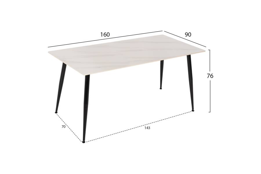 ΤΡΑΠΕΖΙ ΤΡΑΠΕΖΑΡΙΑΣ SINTERED STONE TOM HM8588.02 WHITE MARBLE 160x90x76Y εκ.