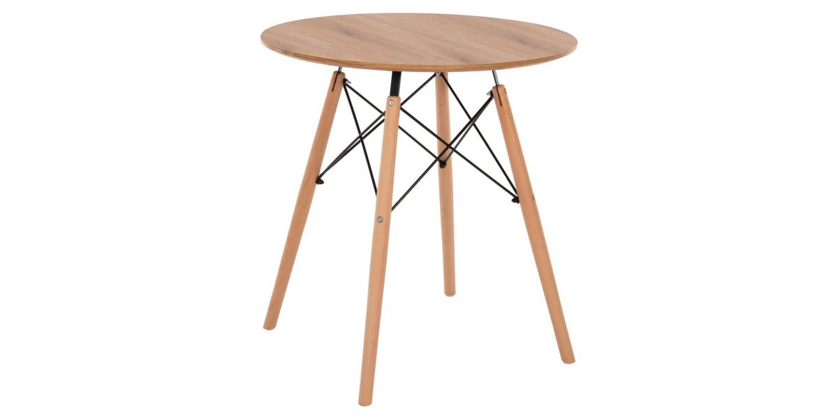 ΤΡΑΠΕΖΙ MINIMAL ΣΤΡΟΓΓΥΛΟ HM0059.04 MDF ΣΕ ΦΥΣΙΚΟ-ΠΟΔΙΑ ΟΞΙΑΣ ΦΥΣΙΚΟ Φ80Χ72Υεκ.