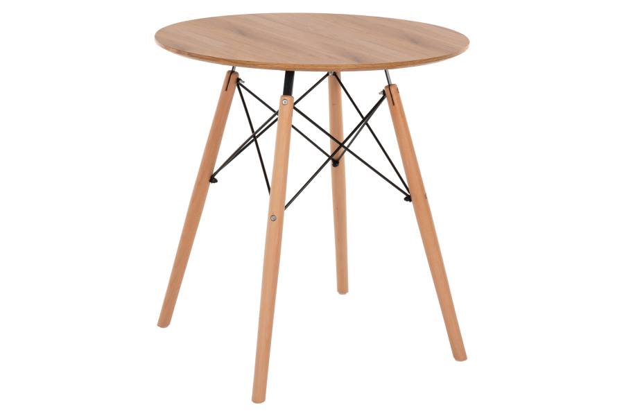 ΤΡΑΠΕΖΙ MINIMAL ΣΤΡΟΓΓΥΛΟ HM0059.04 MDF ΣΕ ΦΥΣΙΚΟ-ΠΟΔΙΑ ΟΞΙΑΣ ΦΥΣΙΚΟ Φ80Χ72Υεκ.