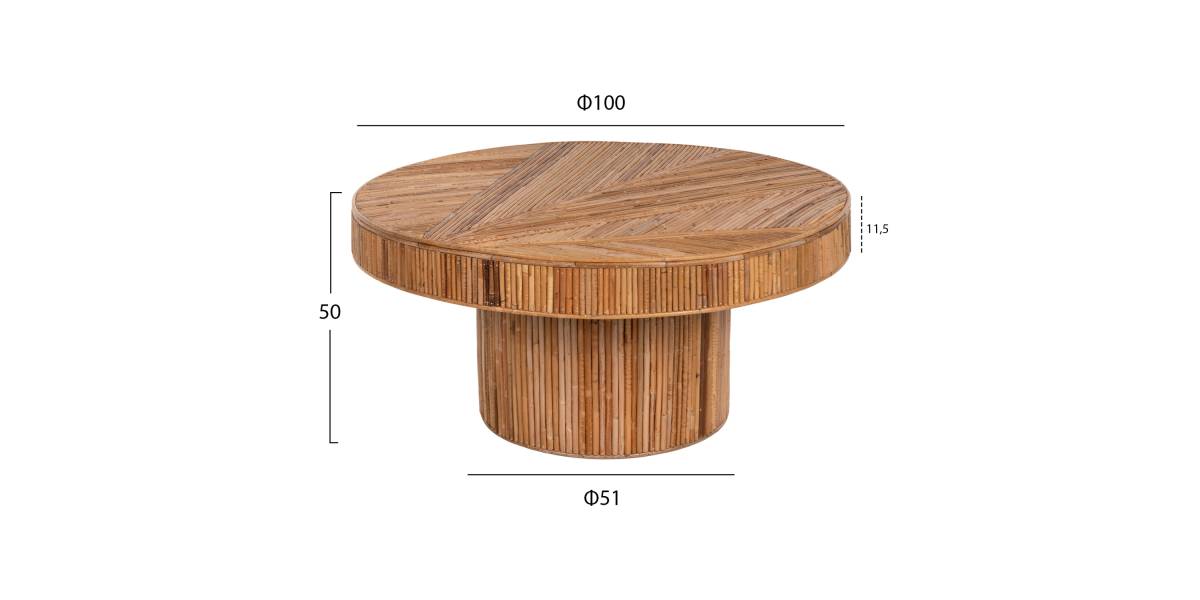 ΤΡΑΠΕΖΙ ΣΑΛΟΝΙΟΥ GATSBY ΣΤΡΟΓΓΥΛΟ HM9651 RATTAN ΧΡΩΜΑ ΦΥΣΙΚΟ Φ100x50Y εκ.