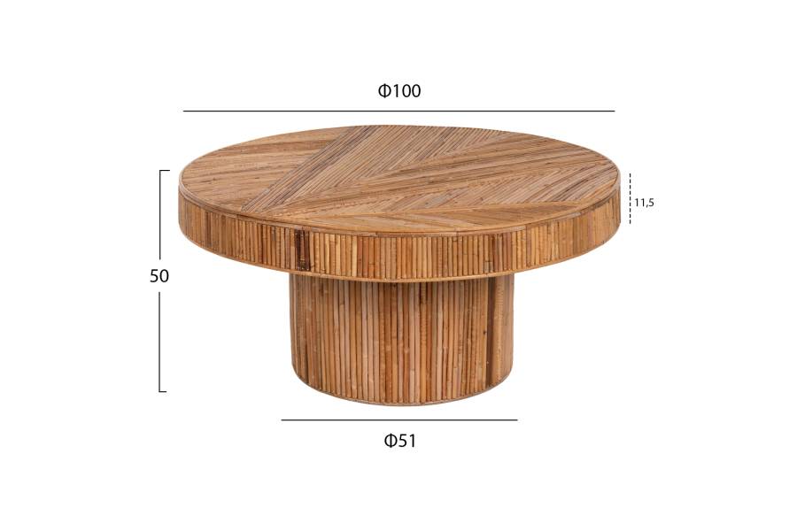 ΤΡΑΠΕΖΙ ΣΑΛΟΝΙΟΥ GATSBY ΣΤΡΟΓΓΥΛΟ HM9651 RATTAN ΧΡΩΜΑ ΦΥΣΙΚΟ Φ100x50Y εκ.