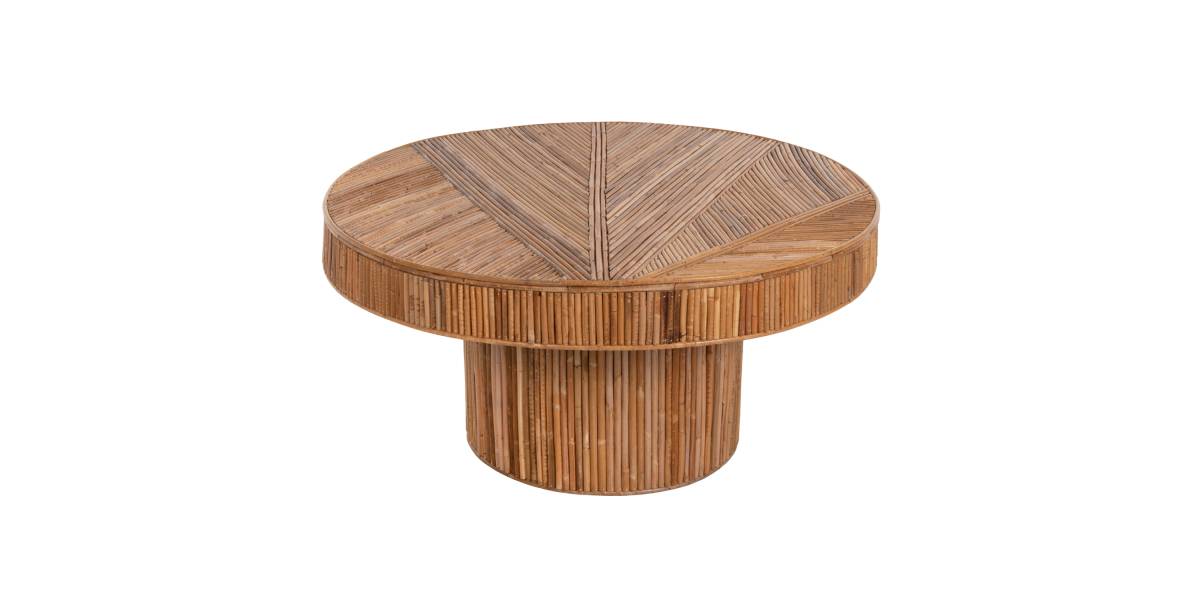 ΤΡΑΠΕΖΙ ΣΑΛΟΝΙΟΥ GATSBY ΣΤΡΟΓΓΥΛΟ HM9651 RATTAN ΧΡΩΜΑ ΦΥΣΙΚΟ Φ100x50Y εκ.
