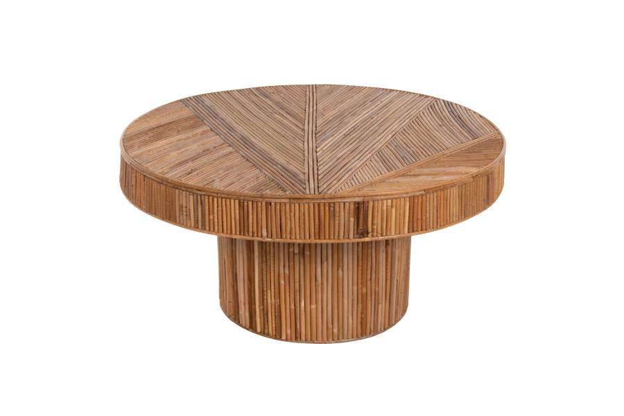 ΤΡΑΠΕΖΙ ΣΑΛΟΝΙΟΥ GATSBY ΣΤΡΟΓΓΥΛΟ HM9651 RATTAN ΧΡΩΜΑ ΦΥΣΙΚΟ Φ100x50Y εκ.