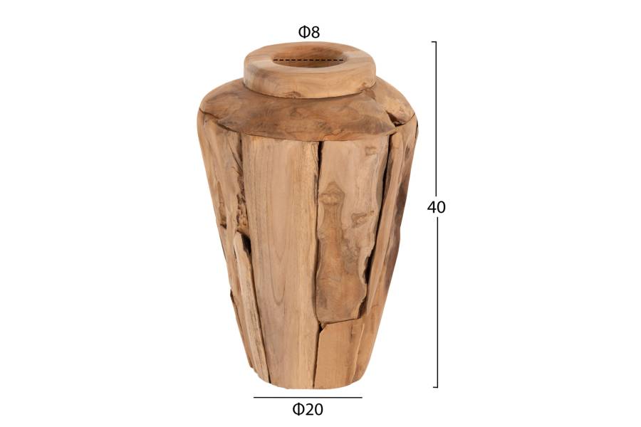 ΔΙΑΚΟΣΜΗΤΙΚΟ ΒΑΖΟ ZENIA HM7918 ΑΠΟ ΚΟΜΜΑΤΙΑ ΑΝΑΚΥΚΛΩΜΕΝΟΥ ΞΥΛΟΥ TEAK ΣΕ ΦΥΣΙΚΟ Φ20x40Yεκ.