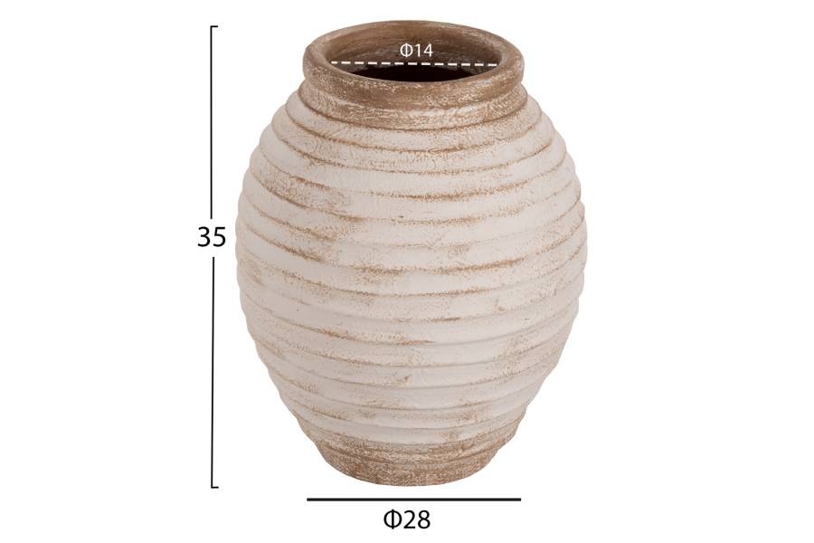 ΔΙΑΚΟΣΜΗΤΙΚΟ ΒΑΖΟ ΔΑΠΕΔΟΥ PYDNA HM7932 ΤΕΡΑΚΟΤΑ ΣΕ ANTIQUE ΛΕΥΚΟ ΜΠΕΖ ΧΡΩΜΑ Φ28x35Yεκ.