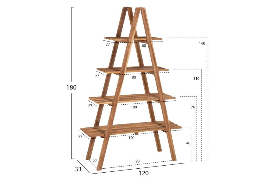 ΒΙΒΛΙΟΘΗΚΗ STAM HM7895 TEAK ΞΥΛΟ ΣΕ ΦΥΣΙΚΟ ΧΡΩΜΑ 120x33x180Y εκ.