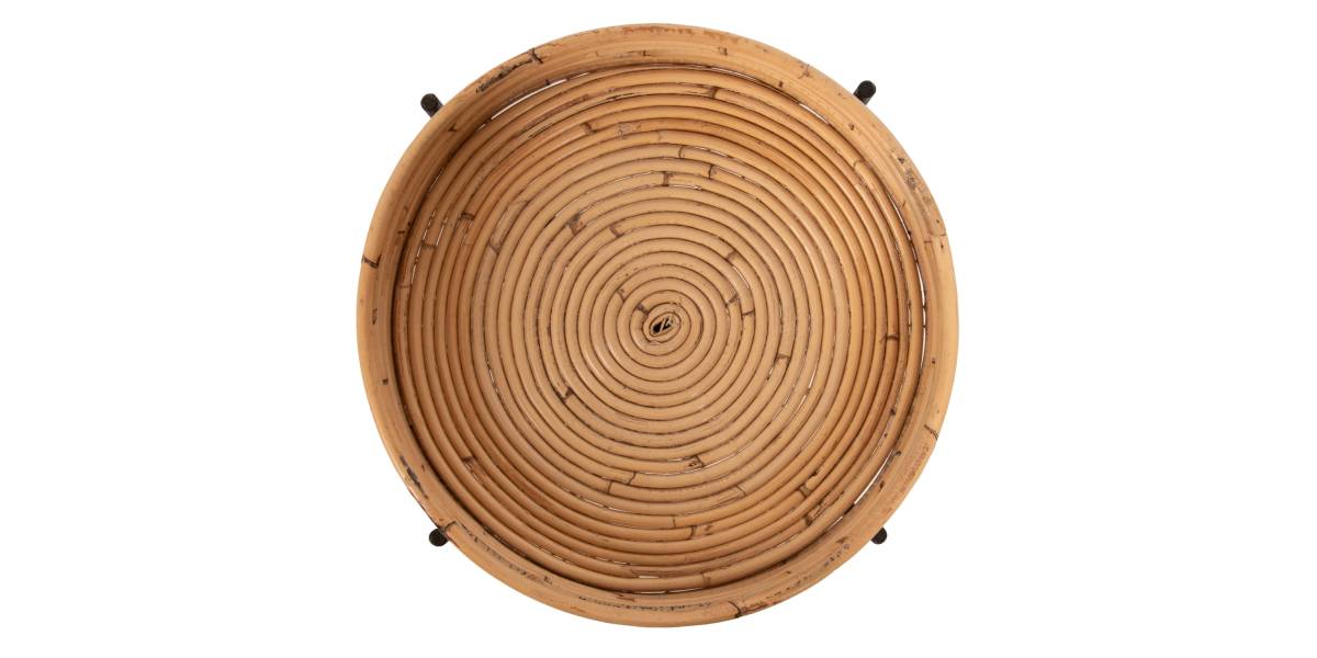 ΤΡΑΠΕΖΑΚΙ ΒΟΗΘΗΤΙΚΟ FLY HM7905 RATTAN ΦΥΣΙΚΟ ΧΡΩΜΑ-ΜΕΤΑΛΛΙΚΗ ΒΑΣΗ ΜΑΥΡΗ Φ32x48Yεκ.