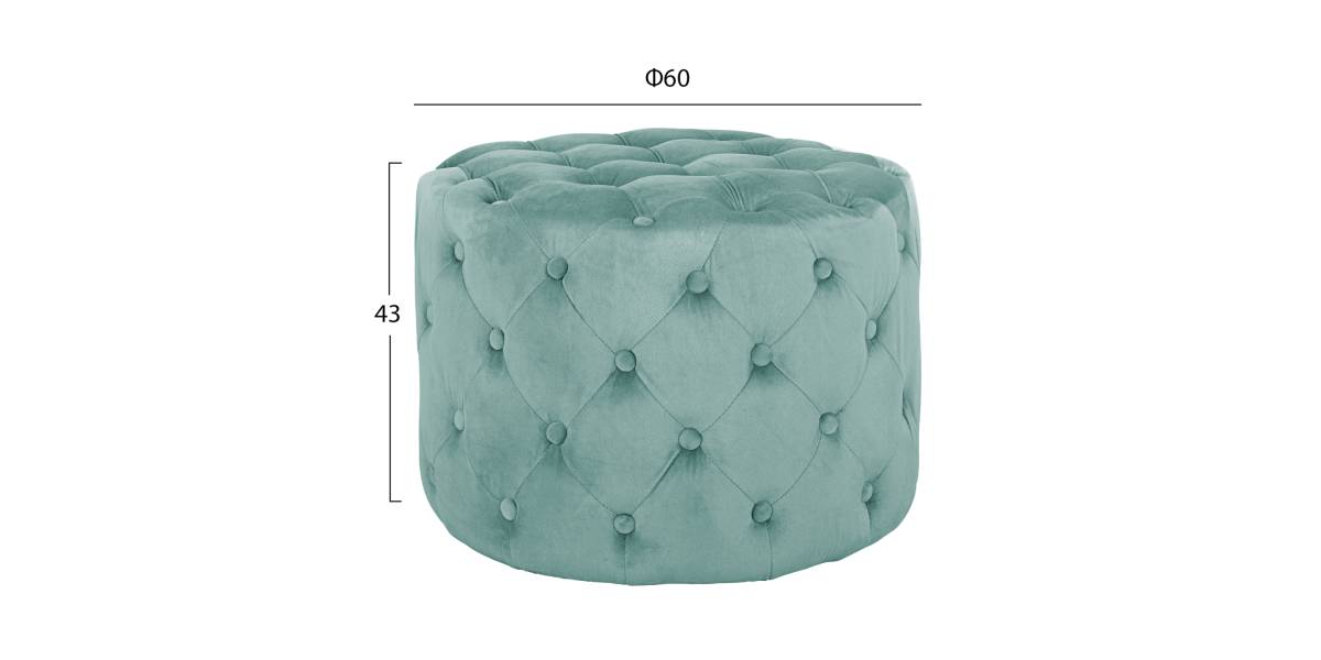 ΣΚΑΜΠΟ KASSIE ΦΥΣΤΙΚΙ ΒΕΛΟΥΔΟ ΤΥΠΟΥ CHESTERFIELD HM8406.07 Φ60X43Υ εκ.