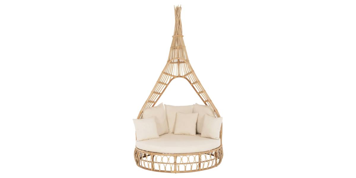ΚΑΝΑΠΕΣ ΕΞΩΤ.ΧΩΡΟΥ ΣΤΡΟΓΓΥΛΟΣ MARJOM HM9765 ΦΥΣΙΚΟ RATTAN-ΕΚΡΟΥ ΥΦΑΣΜΑ Φ148x287Υεκ.