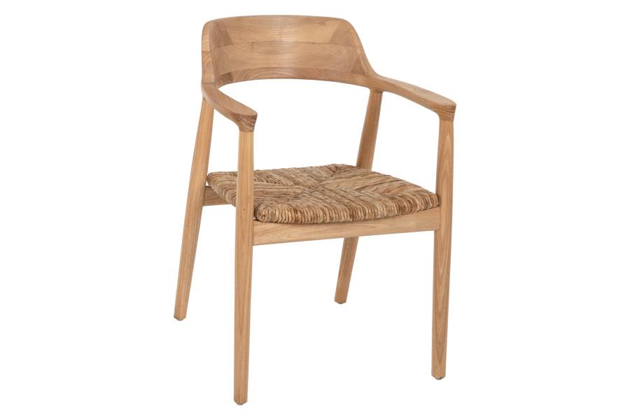 ΠΟΛΥΘΡΟΝΑ KINGSLEY HM9634.01 ΞΥΛΟ TEAK & ΨΑΘΑ ΣΕ ΦΥΣΙΚΟ ΧΡΩΜΑ 57,5x54x80Yεκ.