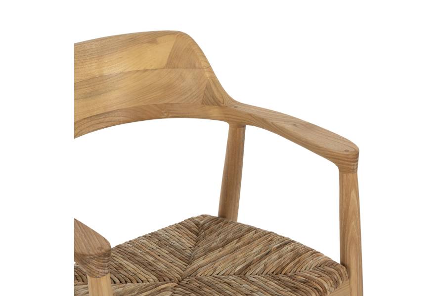 ΠΟΛΥΘΡΟΝΑ KINGSLEY HM9634.01 ΞΥΛΟ TEAK & ΨΑΘΑ ΣΕ ΦΥΣΙΚΟ ΧΡΩΜΑ 57,5x54x80Yεκ.