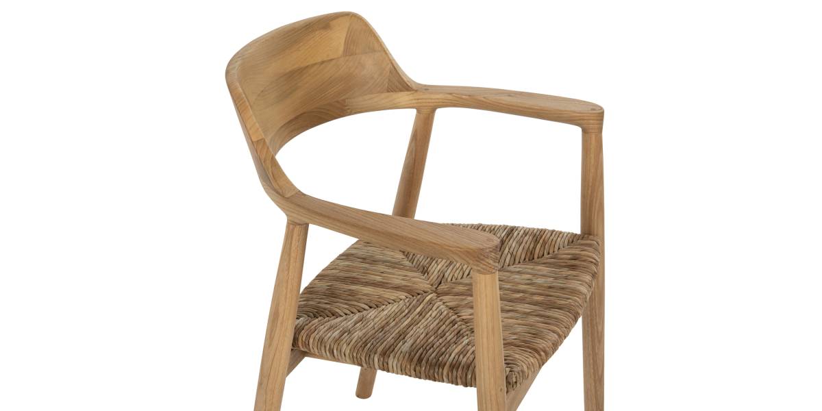 ΠΟΛΥΘΡΟΝΑ KINGSLEY HM9634.01 ΞΥΛΟ TEAK & ΨΑΘΑ ΣΕ ΦΥΣΙΚΟ ΧΡΩΜΑ 57,5x54x80Yεκ.