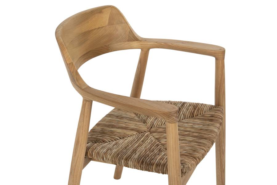 ΠΟΛΥΘΡΟΝΑ KINGSLEY HM9634.01 ΞΥΛΟ TEAK & ΨΑΘΑ ΣΕ ΦΥΣΙΚΟ ΧΡΩΜΑ 57,5x54x80Yεκ.