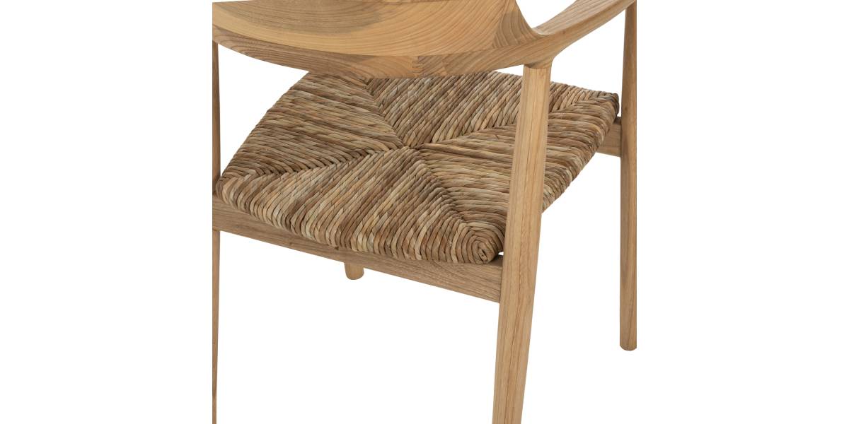 ΠΟΛΥΘΡΟΝΑ KINGSLEY HM9634.01 ΞΥΛΟ TEAK & ΨΑΘΑ ΣΕ ΦΥΣΙΚΟ ΧΡΩΜΑ 57,5x54x80Yεκ.