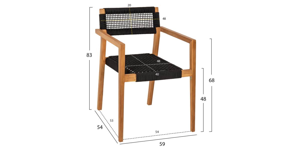 ΠΟΛΥΘΡΟΝΑ CHARLOTTE HM9637.02 ΞΥΛΟ TEAK ΦΥΣΙΚΟ & ΜΑΥΡΟ ΣΧΟΙΝΙ 59x54x83Y εκ.