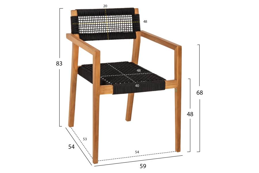 ΠΟΛΥΘΡΟΝΑ CHARLOTTE HM9637.02 ΞΥΛΟ TEAK ΦΥΣΙΚΟ & ΜΑΥΡΟ ΣΧΟΙΝΙ 59x54x83Y εκ.