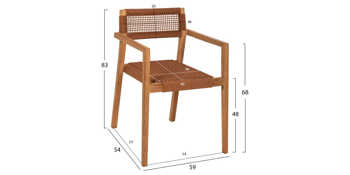 ΠΟΛΥΘΡΟΝΑ CHARLOTTE HM9637.01 ΞΥΛΟ TEAK ΦΥΣΙΚΟ & ΚΑΦΕ ΣΧΟΙΝΙ 59x54x83Y εκ.