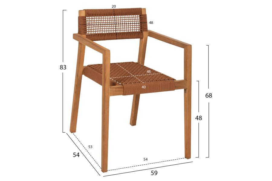 ΠΟΛΥΘΡΟΝΑ CHARLOTTE HM9637.01 ΞΥΛΟ TEAK ΦΥΣΙΚΟ & ΚΑΦΕ ΣΧΟΙΝΙ 59x54x83Y εκ.