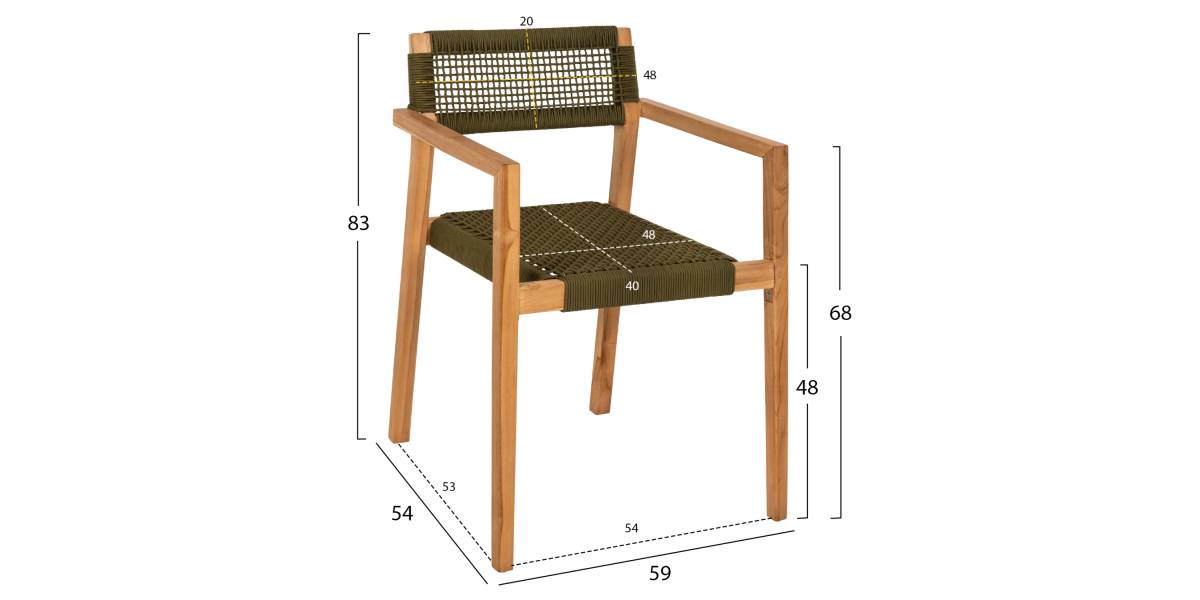 ΠΟΛΥΘΡΟΝΑ CHARLOTTE HM9637.05 ΞΥΛΟ TEAK ΦΥΣΙΚΟ & ΠΡΑΣΙΝΟ ΣΧΟΙΝΙ 59x54x83Y εκ.