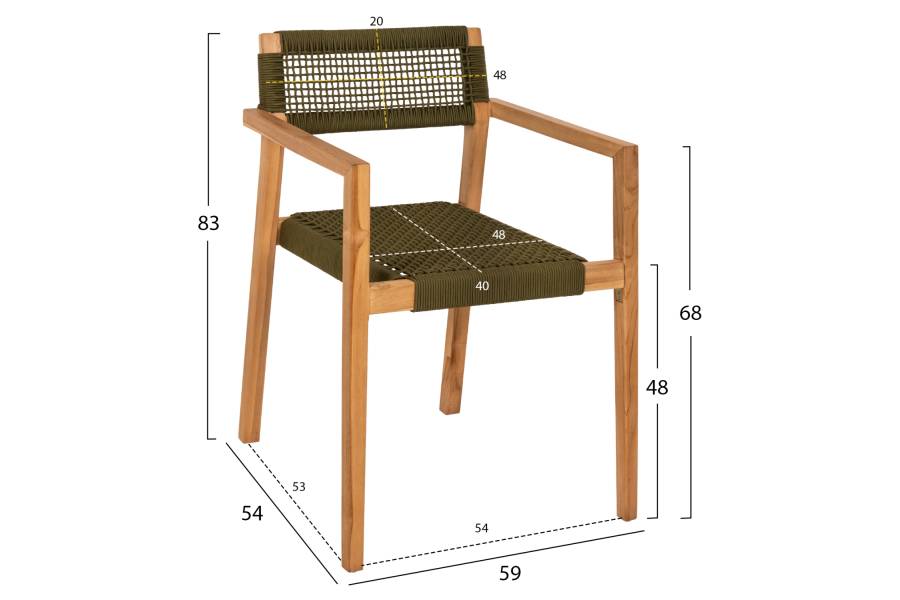 ΠΟΛΥΘΡΟΝΑ CHARLOTTE HM9637.05 ΞΥΛΟ TEAK ΦΥΣΙΚΟ & ΠΡΑΣΙΝΟ ΣΧΟΙΝΙ 59x54x83Y εκ.