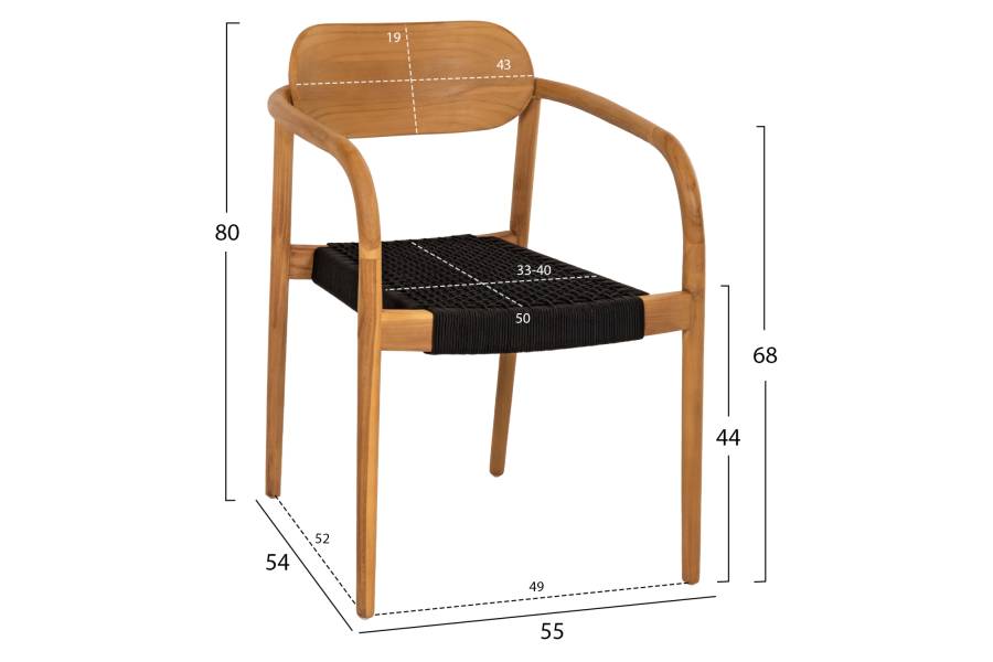 ΠΟΛΥΘΡΟΝΑ OSLO HM9636.02 ΞΥΛΟ TEAK ΦΥΣΙΚΟ & ΜΑΥΡΟ ΣΧΟΙΝΙ 55x54x80Y εκ.
