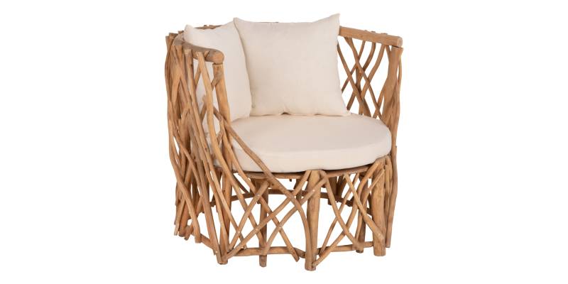 ΠΟΛΥΘΡΟΝΑ ΚΑΑΝ HM5994 ΚΛΑΔΙΑ TEAK ΣΕ ΦΥΣΙΚΟ-ΜΑΞΙΛΑΡΙΑ ΛΕΥΚΑ 95x89x80Υεκ.