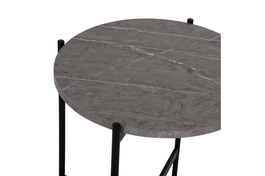 ΒΟΗΘΗΤΙΚΟ ΤΡΑΠΕΖΙ HM9589.02 MDF ΓΚΡΙ ΜΑΡΜΑΡΟ-ΜΑΥΡΗ ΜΕΤΑΛΛΙΚΗ ΒΑΣΗ Φ50x55Υεκ.