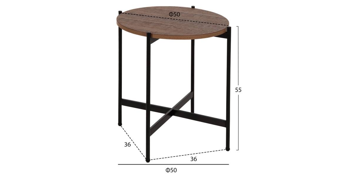 ΒΟΗΘΗΤΙΚΟ ΤΡΑΠΕΖΙ HM9589.04 MDF ΚΑΡΥΔΙ-ΜΑΥΡΗ ΜΕΤΑΛΛΙΚΗ ΒΑΣΗ Φ50x55Υεκ.