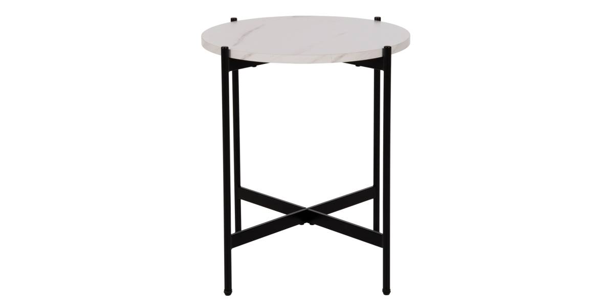 ΒΟΗΘΗΤΙΚΟ ΤΡΑΠΕΖΙ HM9589.05 MDF ΛΕΥΚΟ ΜΑΡΜΑΡΟ-ΜΑΥΡΗ ΜΕΤΑΛΛΙΚΗ ΒΑΣΗ Φ50x55Υεκ.