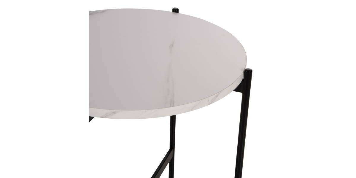 ΒΟΗΘΗΤΙΚΟ ΤΡΑΠΕΖΙ HM9589.05 MDF ΛΕΥΚΟ ΜΑΡΜΑΡΟ-ΜΑΥΡΗ ΜΕΤΑΛΛΙΚΗ ΒΑΣΗ Φ50x55Υεκ.