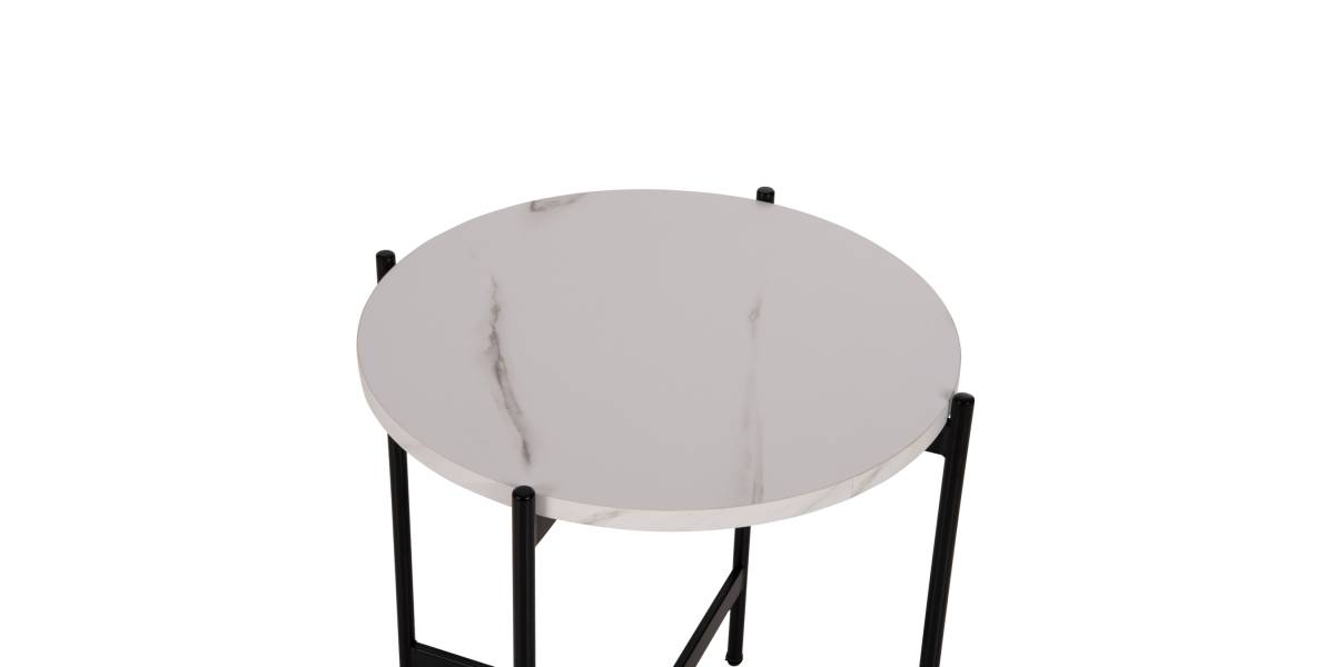 ΒΟΗΘΗΤΙΚΟ ΤΡΑΠΕΖΙ HM9589.05 MDF ΛΕΥΚΟ ΜΑΡΜΑΡΟ-ΜΑΥΡΗ ΜΕΤΑΛΛΙΚΗ ΒΑΣΗ Φ50x55Υεκ.