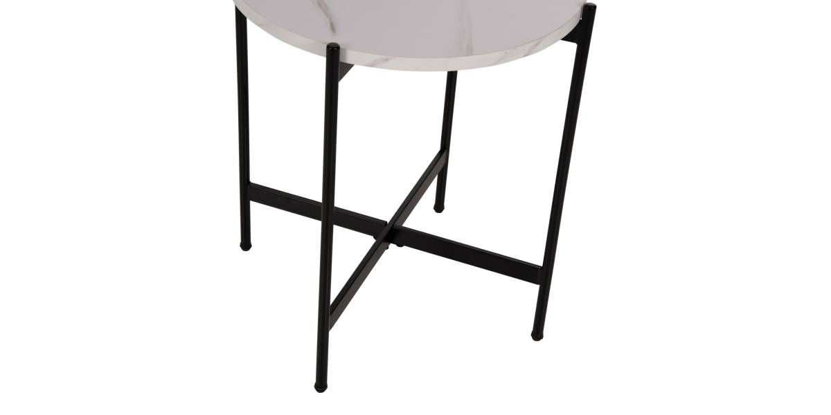 ΒΟΗΘΗΤΙΚΟ ΤΡΑΠΕΖΙ HM9589.05 MDF ΛΕΥΚΟ ΜΑΡΜΑΡΟ-ΜΑΥΡΗ ΜΕΤΑΛΛΙΚΗ ΒΑΣΗ Φ50x55Υεκ.