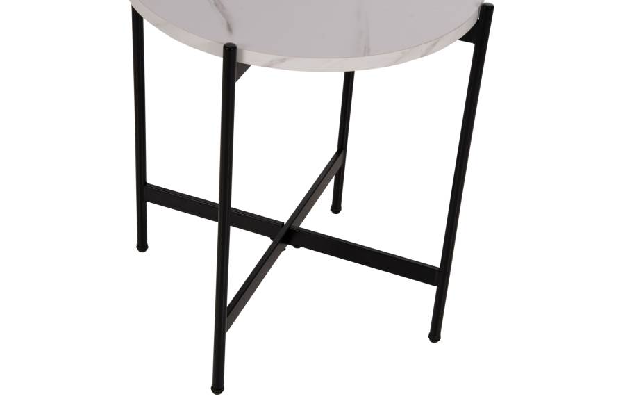 ΒΟΗΘΗΤΙΚΟ ΤΡΑΠΕΖΙ HM9589.05 MDF ΛΕΥΚΟ ΜΑΡΜΑΡΟ-ΜΑΥΡΗ ΜΕΤΑΛΛΙΚΗ ΒΑΣΗ Φ50x55Υεκ.