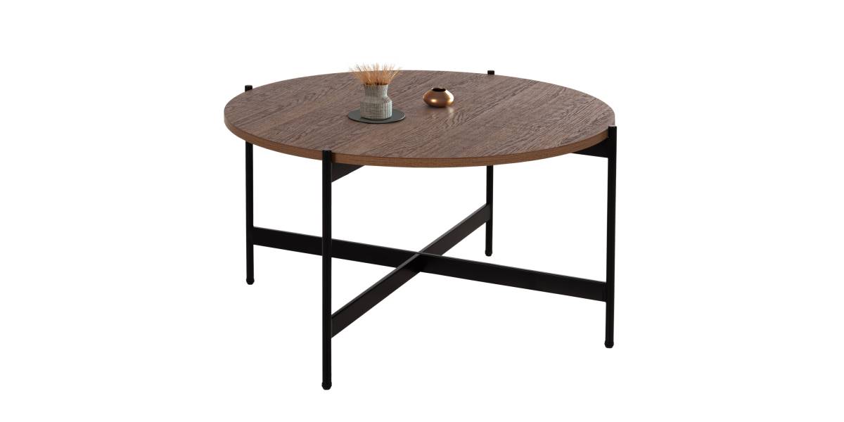 ΤΡΑΠΕΖΙ ΣΑΛΟΝΙΟΥ HM9588.04 MDF ΚΑΡΥΔΙ-ΜΑΥΡΗ ΜΕΤΑΛΛΙΚΗ ΒΑΣΗ Φ80x45Υεκ.