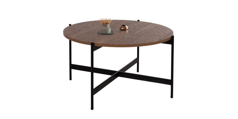 ΤΡΑΠΕΖΙ ΣΑΛΟΝΙΟΥ HM9588.04 MDF ΚΑΡΥΔΙ-ΜΑΥΡΗ ΜΕΤΑΛΛΙΚΗ ΒΑΣΗ Φ80x45Υεκ.