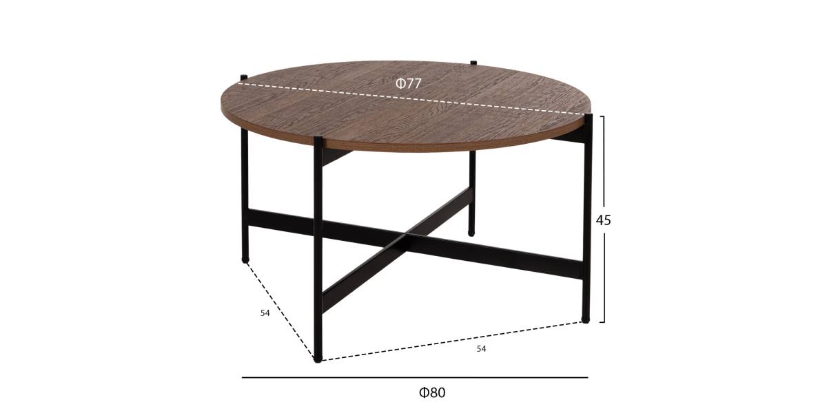 ΤΡΑΠΕΖΙ ΣΑΛΟΝΙΟΥ HM9588.04 MDF ΚΑΡΥΔΙ-ΜΑΥΡΗ ΜΕΤΑΛΛΙΚΗ ΒΑΣΗ Φ80x45Υεκ.
