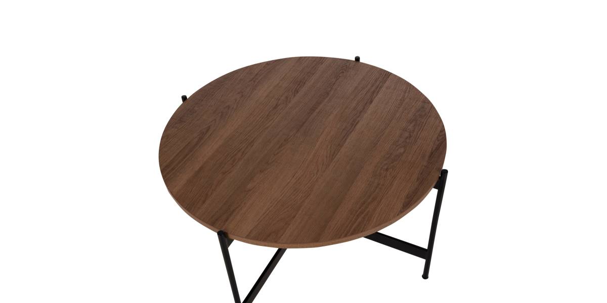 ΤΡΑΠΕΖΙ ΣΑΛΟΝΙΟΥ HM9588.04 MDF ΚΑΡΥΔΙ-ΜΑΥΡΗ ΜΕΤΑΛΛΙΚΗ ΒΑΣΗ Φ80x45Υεκ.