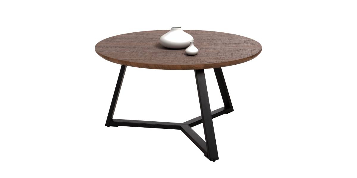 ΤΡΑΠΕΖΙ ΣΑΛΟΝΙΟΥ ΣΤΡΟΓΓΥΛΟ ROCKET HM9586.04 MDF WALNUT-ΜΑΥΡΗ ΣΑΓΡΕ ΒΑΣΗ Φ80x42Υεκ.