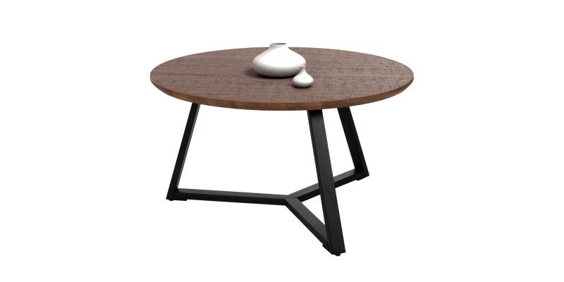 ΤΡΑΠΕΖΙ ΣΑΛΟΝΙΟΥ ΣΤΡΟΓΓΥΛΟ ROCKET HM9586.04 MDF WALNUT-ΜΑΥΡΗ ΣΑΓΡΕ ΒΑΣΗ Φ80x42Υεκ.