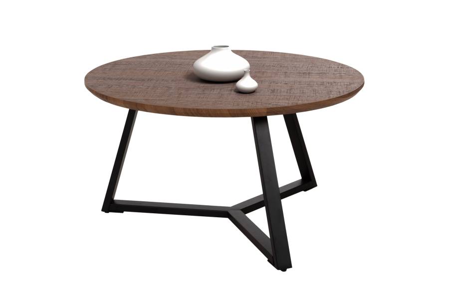 ΤΡΑΠΕΖΙ ΣΑΛΟΝΙΟΥ ΣΤΡΟΓΓΥΛΟ ROCKET HM9586.04 MDF WALNUT-ΜΑΥΡΗ ΣΑΓΡΕ ΒΑΣΗ Φ80x42Υεκ.