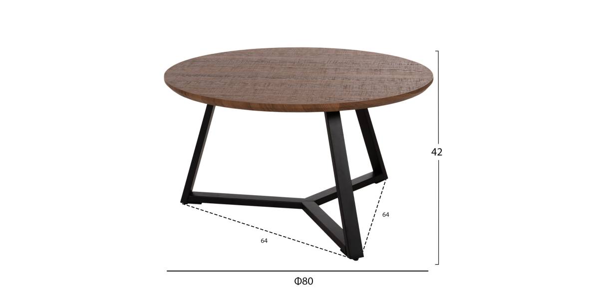 ΤΡΑΠΕΖΙ ΣΑΛΟΝΙΟΥ ΣΤΡΟΓΓΥΛΟ ROCKET HM9586.04 MDF WALNUT-ΜΑΥΡΗ ΣΑΓΡΕ ΒΑΣΗ Φ80x42Υεκ.