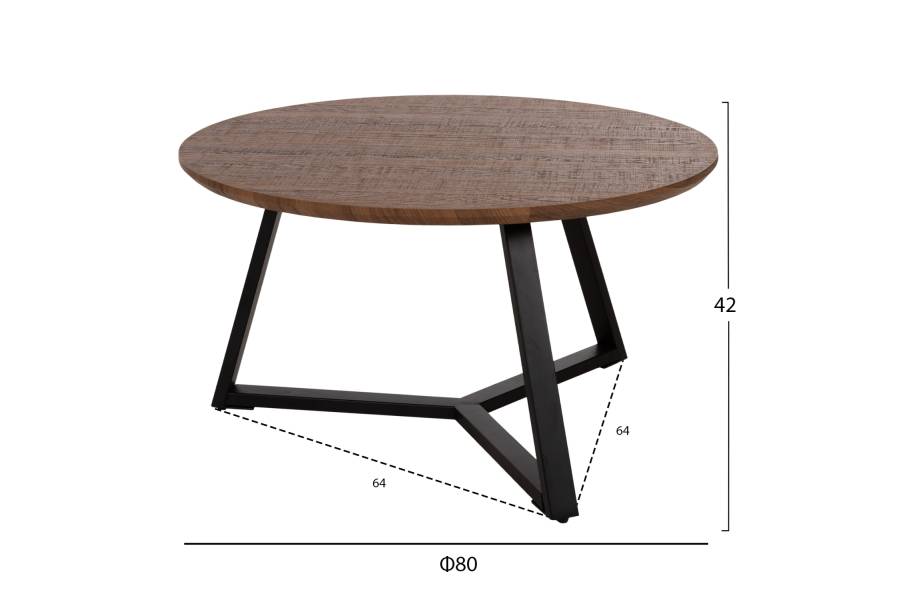 ΤΡΑΠΕΖΙ ΣΑΛΟΝΙΟΥ ΣΤΡΟΓΓΥΛΟ ROCKET HM9586.04 MDF WALNUT-ΜΑΥΡΗ ΣΑΓΡΕ ΒΑΣΗ Φ80x42Υεκ.
