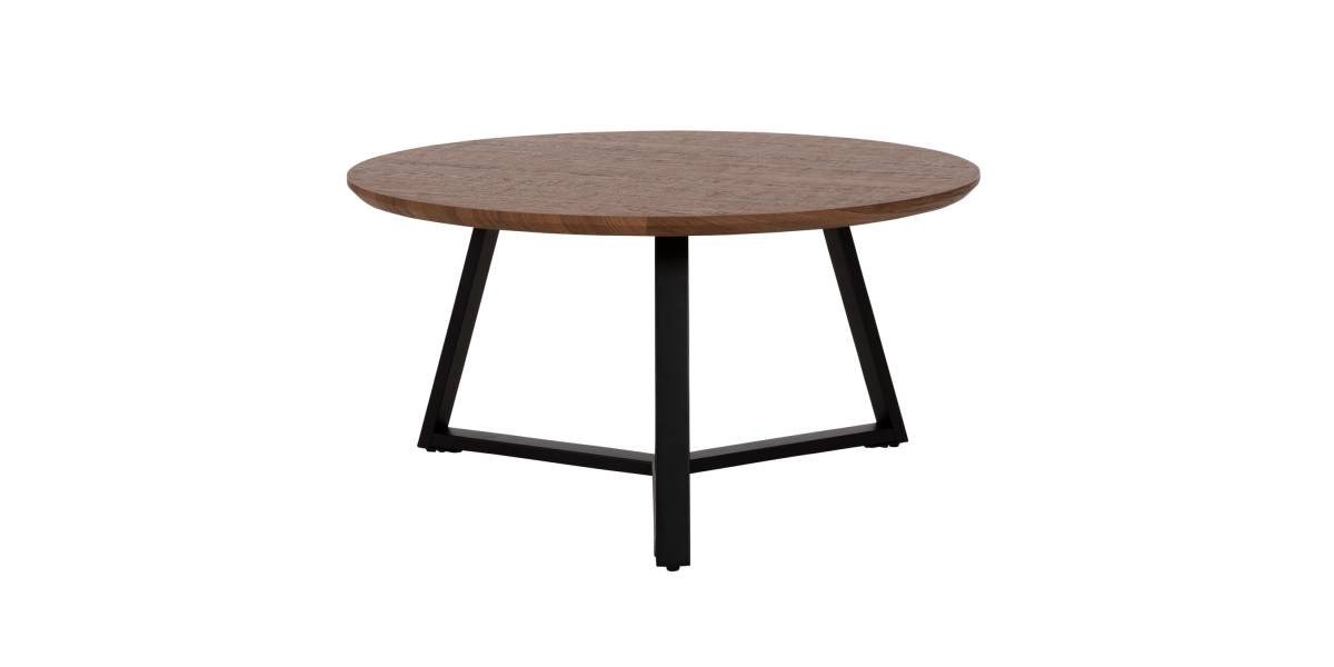 ΤΡΑΠΕΖΙ ΣΑΛΟΝΙΟΥ ΣΤΡΟΓΓΥΛΟ ROCKET HM9586.04 MDF WALNUT-ΜΑΥΡΗ ΣΑΓΡΕ ΒΑΣΗ Φ80x42Υεκ.