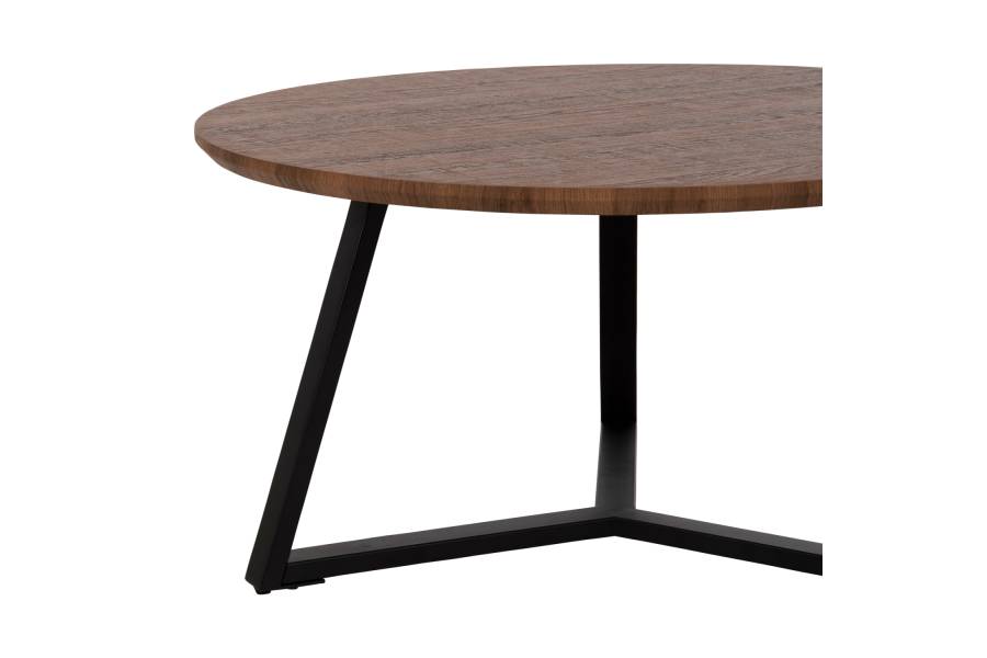 ΤΡΑΠΕΖΙ ΣΑΛΟΝΙΟΥ ΣΤΡΟΓΓΥΛΟ ROCKET HM9586.04 MDF WALNUT-ΜΑΥΡΗ ΣΑΓΡΕ ΒΑΣΗ Φ80x42Υεκ.