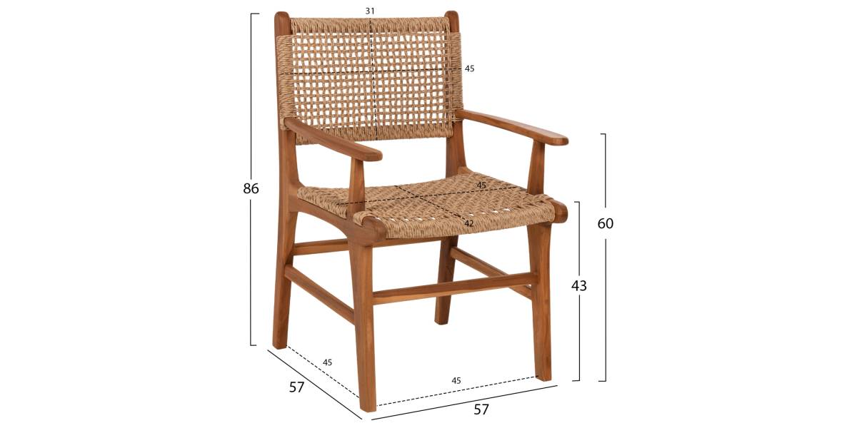 ΠΟΛΥΘΡΟΝΑ ΤΡΑΠΕΖΑΡΙΑΣ NESHA HM9385.11 ΞΥΛΟ ΤΕΑΚ ΜΕ ΣΧΟΙΝΙ ΣΕ ΦΥΣΙΚΗ ΑΠΟΧΡΩΣΗ 57.5x59x90Υ εκ.